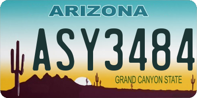 AZ license plate ASY3484