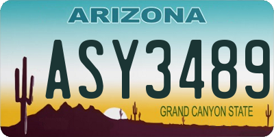 AZ license plate ASY3489