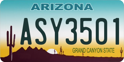 AZ license plate ASY3501