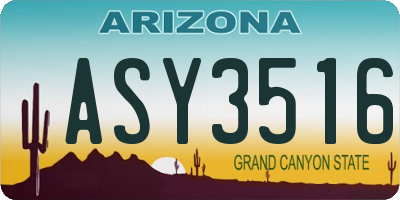 AZ license plate ASY3516
