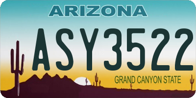 AZ license plate ASY3522
