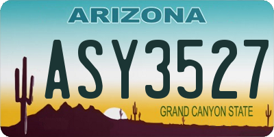AZ license plate ASY3527