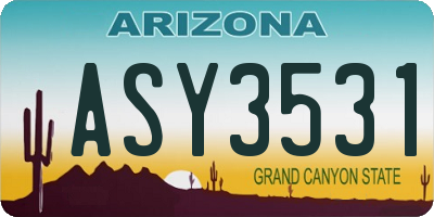 AZ license plate ASY3531