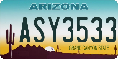AZ license plate ASY3533