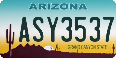 AZ license plate ASY3537
