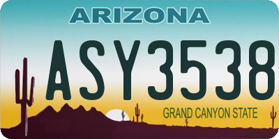 AZ license plate ASY3538