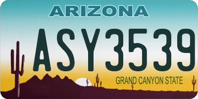 AZ license plate ASY3539