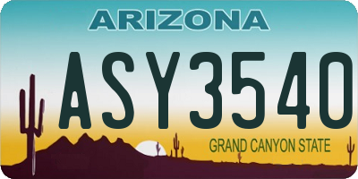 AZ license plate ASY3540