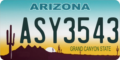 AZ license plate ASY3543
