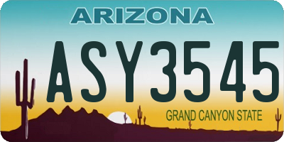 AZ license plate ASY3545