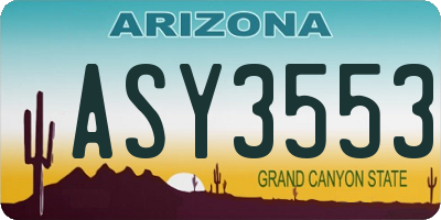AZ license plate ASY3553