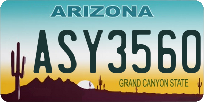 AZ license plate ASY3560