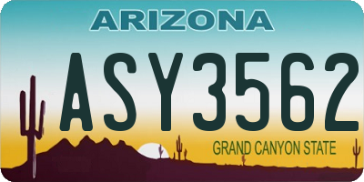 AZ license plate ASY3562