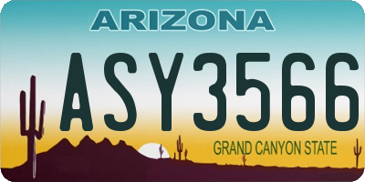 AZ license plate ASY3566