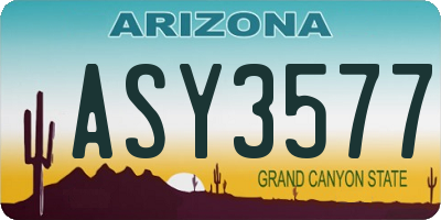 AZ license plate ASY3577
