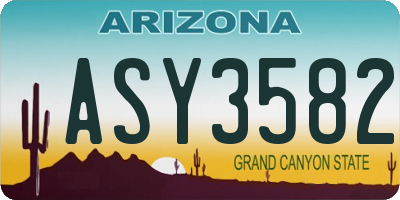 AZ license plate ASY3582