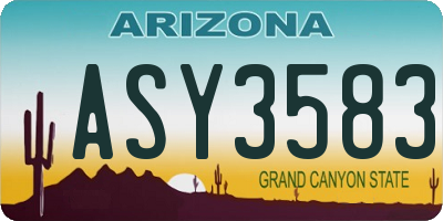 AZ license plate ASY3583