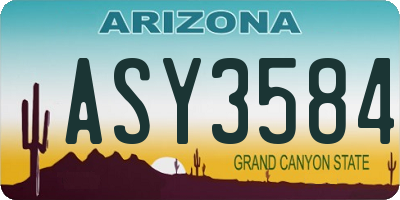 AZ license plate ASY3584