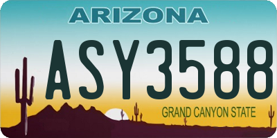 AZ license plate ASY3588