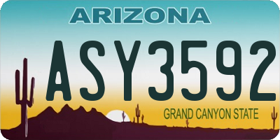 AZ license plate ASY3592