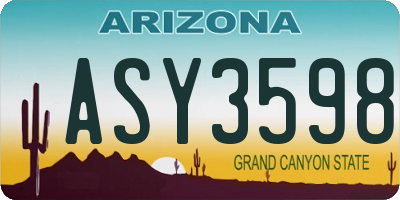 AZ license plate ASY3598