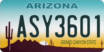 AZ license plate ASY3601