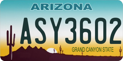 AZ license plate ASY3602