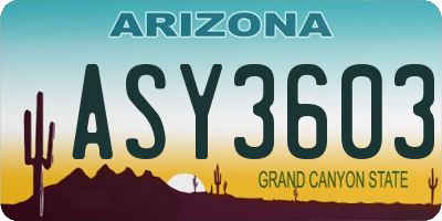AZ license plate ASY3603