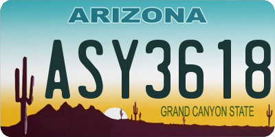 AZ license plate ASY3618