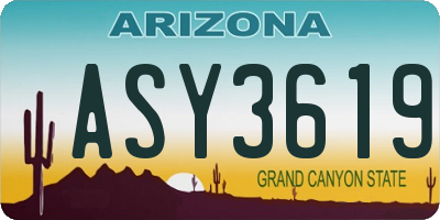 AZ license plate ASY3619
