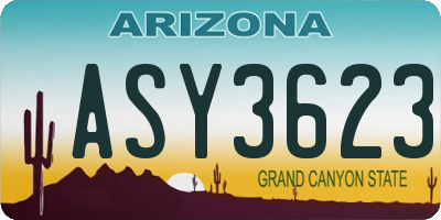 AZ license plate ASY3623