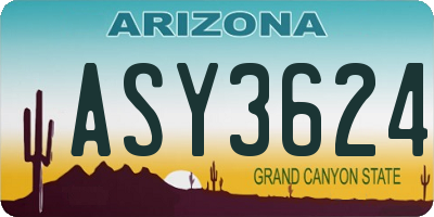 AZ license plate ASY3624