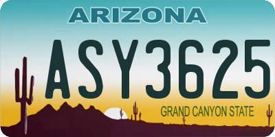 AZ license plate ASY3625