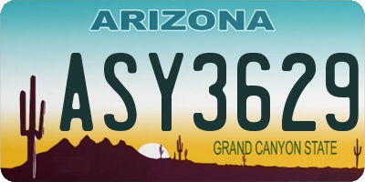 AZ license plate ASY3629