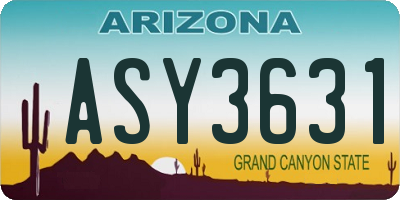 AZ license plate ASY3631
