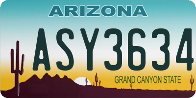 AZ license plate ASY3634