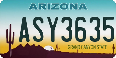 AZ license plate ASY3635