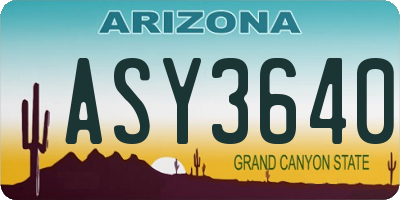 AZ license plate ASY3640