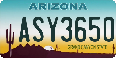 AZ license plate ASY3650