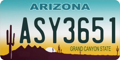 AZ license plate ASY3651