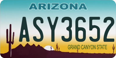 AZ license plate ASY3652