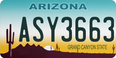 AZ license plate ASY3663