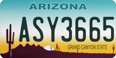 AZ license plate ASY3665