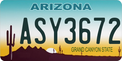 AZ license plate ASY3672