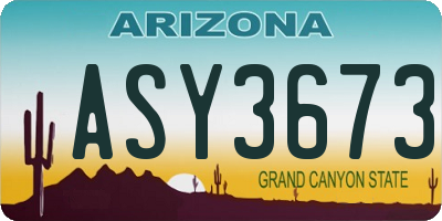 AZ license plate ASY3673