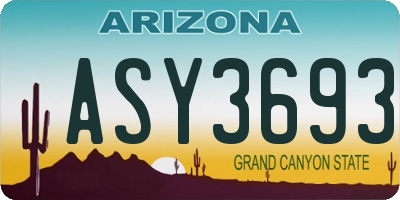 AZ license plate ASY3693