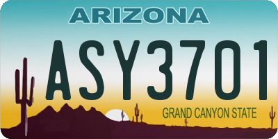 AZ license plate ASY3701