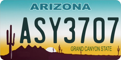AZ license plate ASY3707