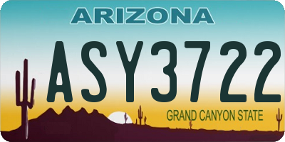 AZ license plate ASY3722