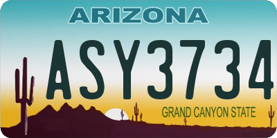 AZ license plate ASY3734